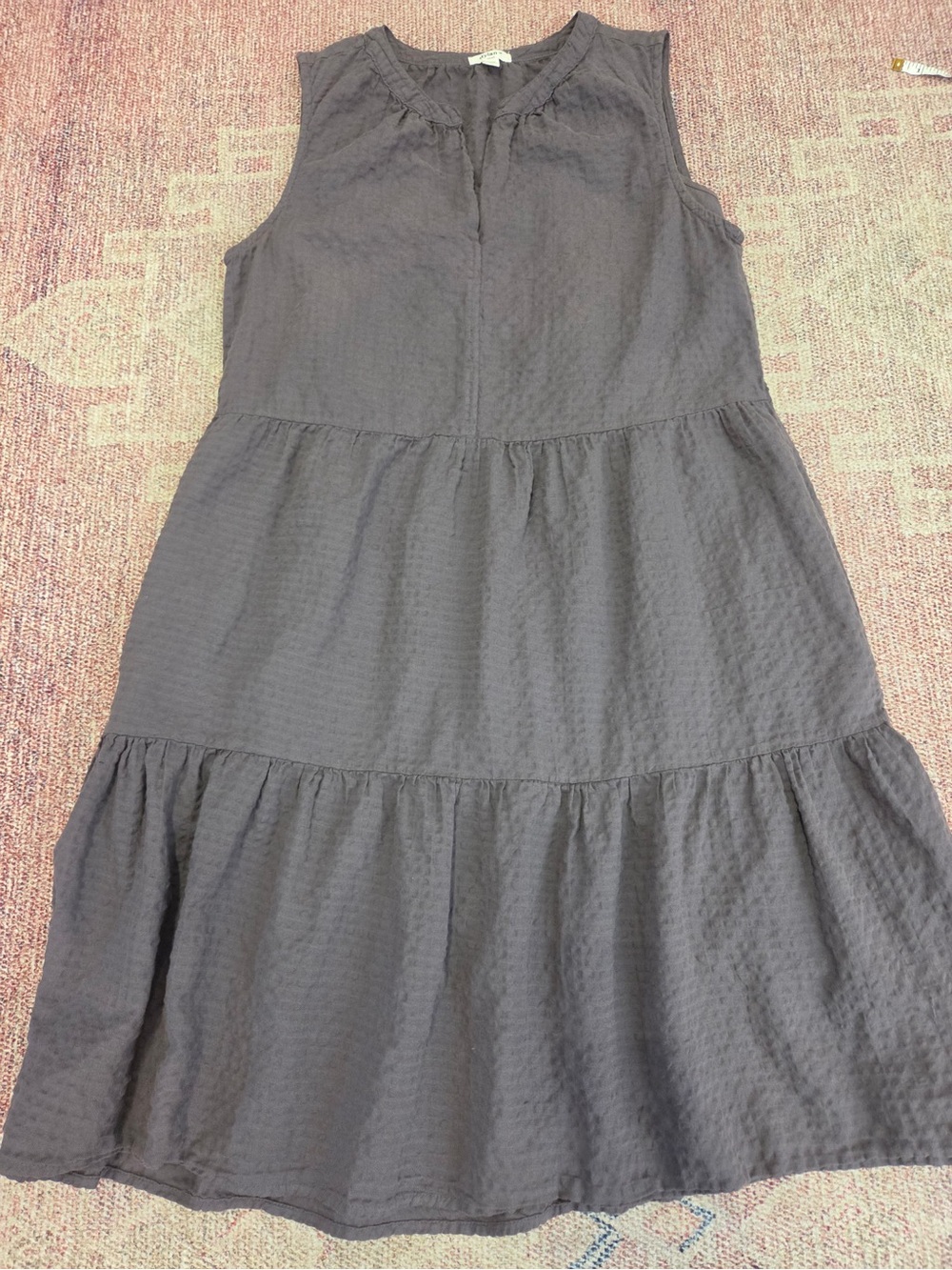 Dylan charcoal textured soft cotton sleeveless tiered midi dress size small